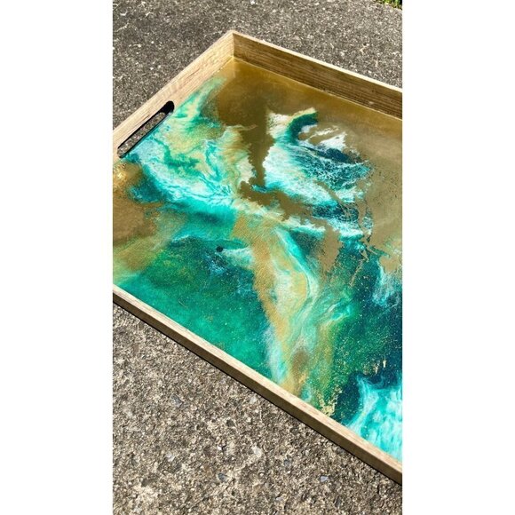 Geode Inspired Resin Glitter Serving Tray | Decorative Platter | Glam Home Decor - Picture 6 of 10